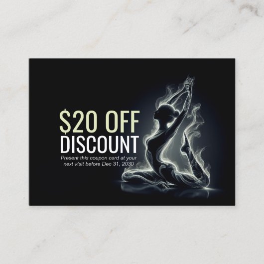 Yoga Reiki Instructeur One-Legged King Pigeon Pose Kortingskaartje (Voorkant)