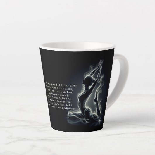 Yoga Reiki Instructeur One-Legged King Pigeon Pose Latte Mok (Rechterhoek)