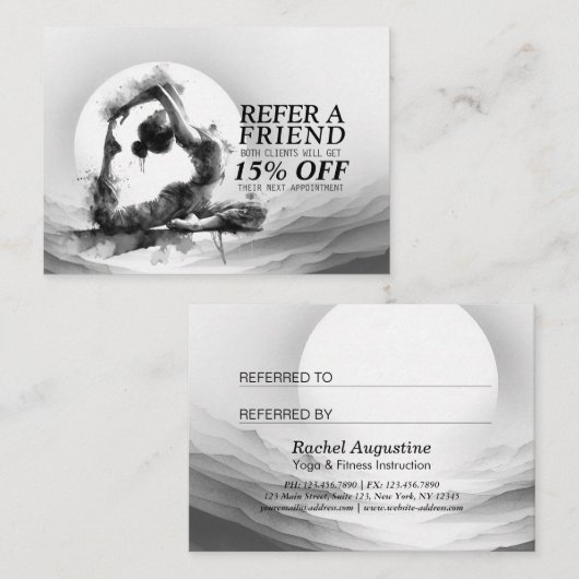 Yoga Reiki One-Legged King Pigeon Pose Waterverf Aanbevelingskaartje (Voorkant / Achterkant)