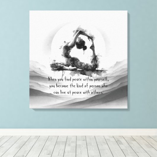 Yoga Reiki One-Legged King Pigeon Pose Waterverf Canvas Afdruk (Insitu (Houten vloer))