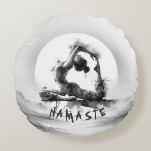 Yoga Reiki One-Legged King Pigeon Pose Waterverf Rond Kussen