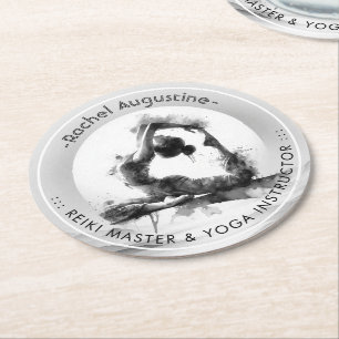 Yoga Reiki One-Legged King Pigeon Pose Waterverf Ronde Kartonnen Onderzetter