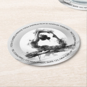 Yoga Reiki One-Legged King Pigeon Pose Waterverf Ronde Kartonnen Onderzetter