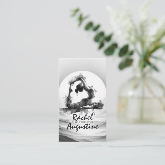 Yoga Reiki One-Legged King Pigeon Pose Waterverf Visitekaartje (Staand voorkant)