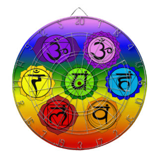 YOGA REIKI SEVEN CHAKRA SYMBOLS RAINBOW DART BOARD DARTBORD