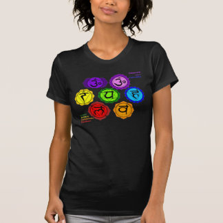 YOGA REIKI SEVEN CHAKRAS SYMBOLS BLACK T-SHIRT. T-SHIRT