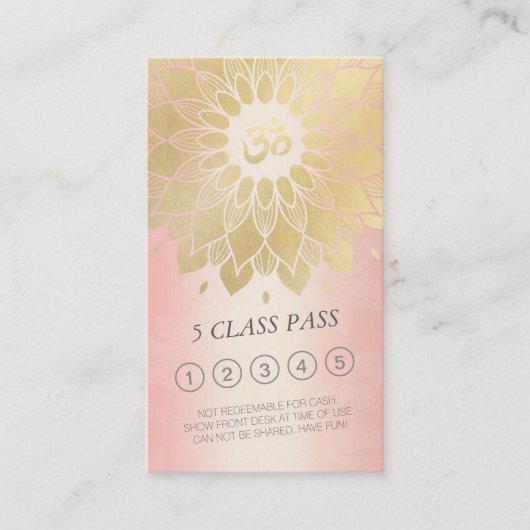 Yoga Roos Gold Mandala OM Sign Class Pass Loyalty (Voorkant)