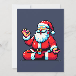 Yoga Santa 8-bit Vakantie Fitness Humoristische Pi Kaart