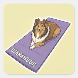 Yoga Sheltie Vierkante Sticker