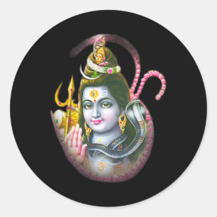 Yoga Shirts Spiritueel Hindoe God Krishna Meditati Ronde Sticker
