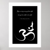 Yoga Silhouette Blanc Om Ohm Zen Poster Spirituel (Devant)