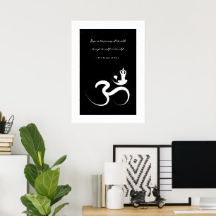 Yoga Silhouette Blanc Om Ohm Zen Poster Spirituel