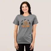 Yoga Skelet Halloween Tri-Blend Shirt (Voorkant volledig)