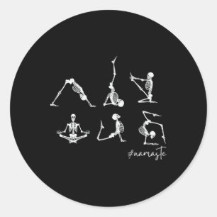 Yoga Skeletten Namaste Ronde Sticker