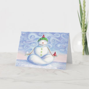 Yoga sneeuwman wenskaart door idyl-wyld design feestdagen kaart