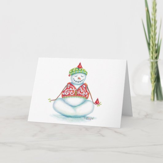 Yoga snowman carte de noël / flair scandinave (Devant)