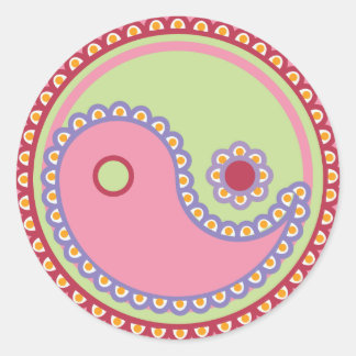 Yoga Speak Baby : Paisley Yin-Yang Symbol Ronde Sticker