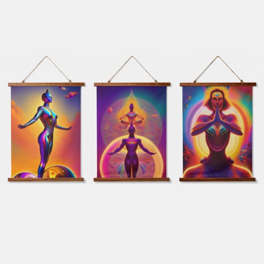 Yoga spirituel accrochant la tapisserie (Tripler)