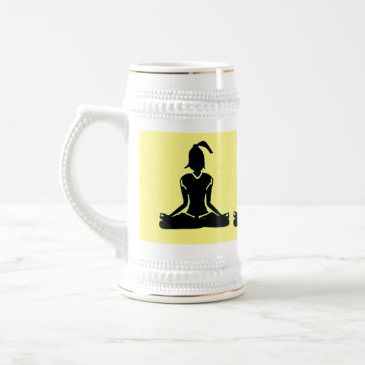 Yoga Stein, geel en goudkleurig Bierpul (Links)