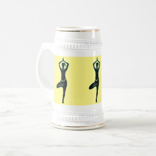 Yoga Stein, gele en goudkleurige Bierpul