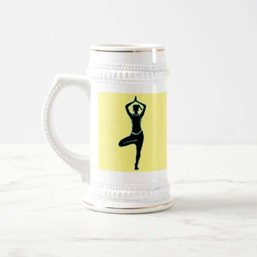 Yoga Stein, gele en goudkleurige Bierpul (Links)