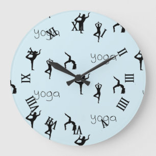 yoga stelt blauw voor grote klok