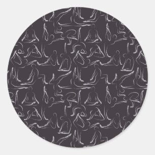 Yoga stelt patroon voor Joga naadloos patroon 15 Ronde Sticker