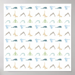 Yoga stelt silhouette mindfulness meditatie voor poster