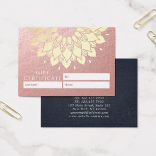 YOGA Studio Cadeaubon Gold Mandala Flowers Visitekaartje