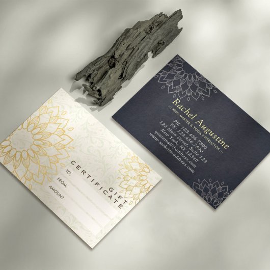 YOGA Studio Cadeaubon Goud Mandala Bloemen Visitekaartje