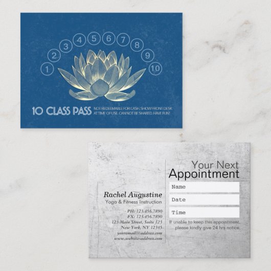 Yoga Studio Class Pass Loyalty Appointment Lotus (Voorkant / Achterkant)