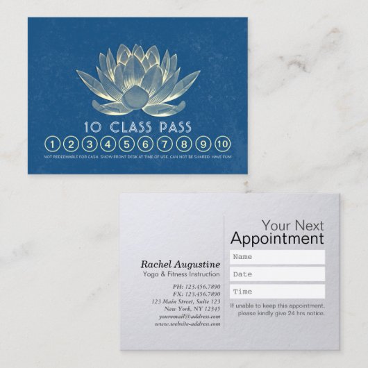Yoga Studio Class Pass Loyalty Appointment Lotus (Voorkant / Achterkant)