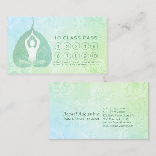 Yoga Studio Class Pass Meditation Pose Bodhi Leaf Klantenkaartje (Voorkant / Achterkant)