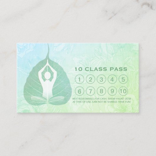Yoga Studio Class Pass Meditation Pose Bodhi Leaf Klantenkaartje (Voorkant)