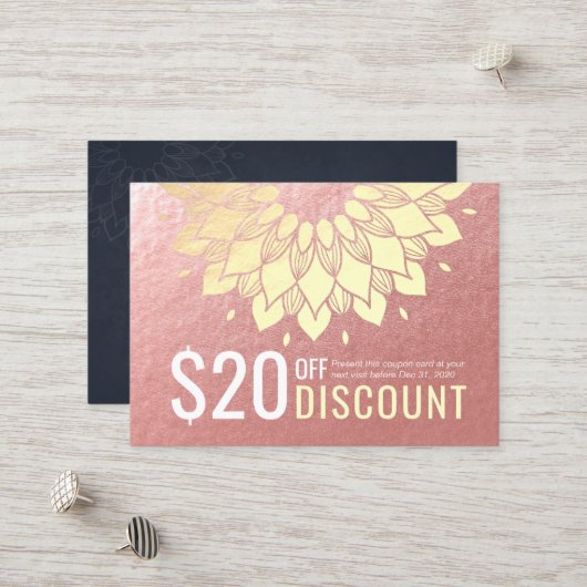 YOGA Studio Coupon rabais Loyalty Gold Mandala (Devant/Arrière en situation)