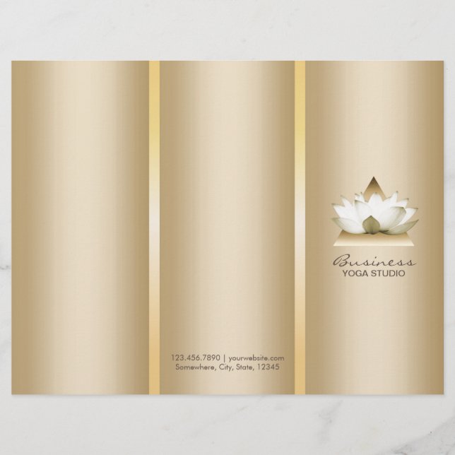 Yoga Studio Gold Lotus Logo Spa Brochures Tri-Fold (Devant)