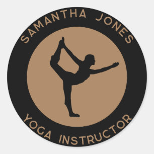 Yoga studio instructeur danser pose moderne busine ronde sticker