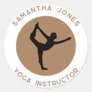 Yoga studio instructeur danser pose moderne busine ronde sticker