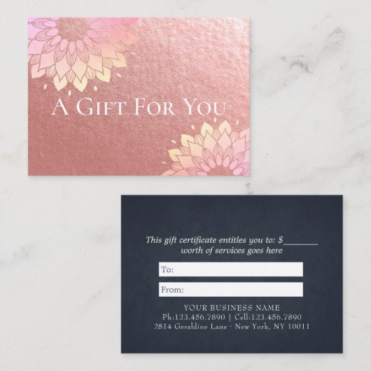 Yoga Studio Instructeur Mandala Certificat cadeau (Devant / Derrière)