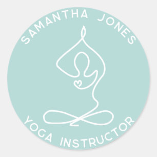 Yoga studio instructeur yogi pose moderne business ronde sticker