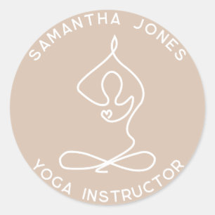 Yoga studio instructeur yogi pose moderne business ronde sticker