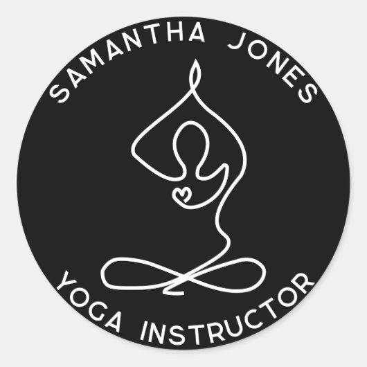 Yoga studio instructeur yogi pose moderne business ronde sticker (Voorkant)