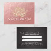 YOGA Studio Instructor Cadeaubon Gold Lotus Kortingskaartje (Voorkant / Achterkant)
