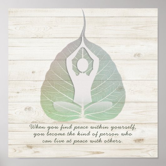Yoga Studio Instructor Meditation Bodhi Leaf Quote Poster (Voorkant)