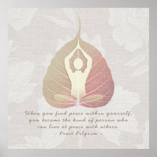 Yoga Studio Instructor Meditation Pose Bodhi Leaf Poster (Voorkant)