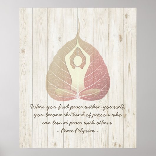 Yoga Studio Instructor Meditation Pose Bodhi Leaf Poster (Voorkant)