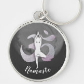 Yoga Studio Instructor Meditation Pose OM-symbool Sleutelhanger (Voorkant)