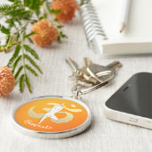 Yoga Studio Instructor Meditation Pose OM-symbool Sleutelhanger (Zijkant)