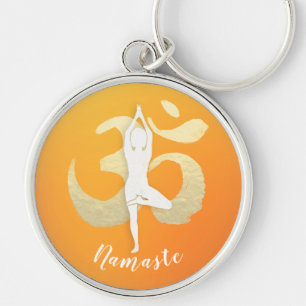 Yoga Studio Instructor Meditation Pose OM-symbool Sleutelhanger