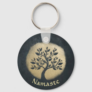 Yoga Studio Meditatie Instructeur Zwarte Gouden Bo Sleutelhanger